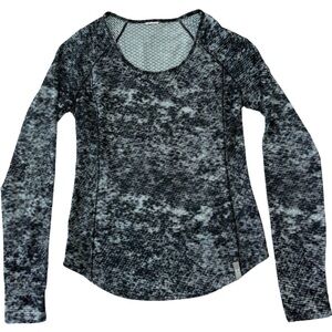 UNDER ARMOUR Woman’s Fly-By Allover Printed Mesh Long Sleeve Top Blue Black S